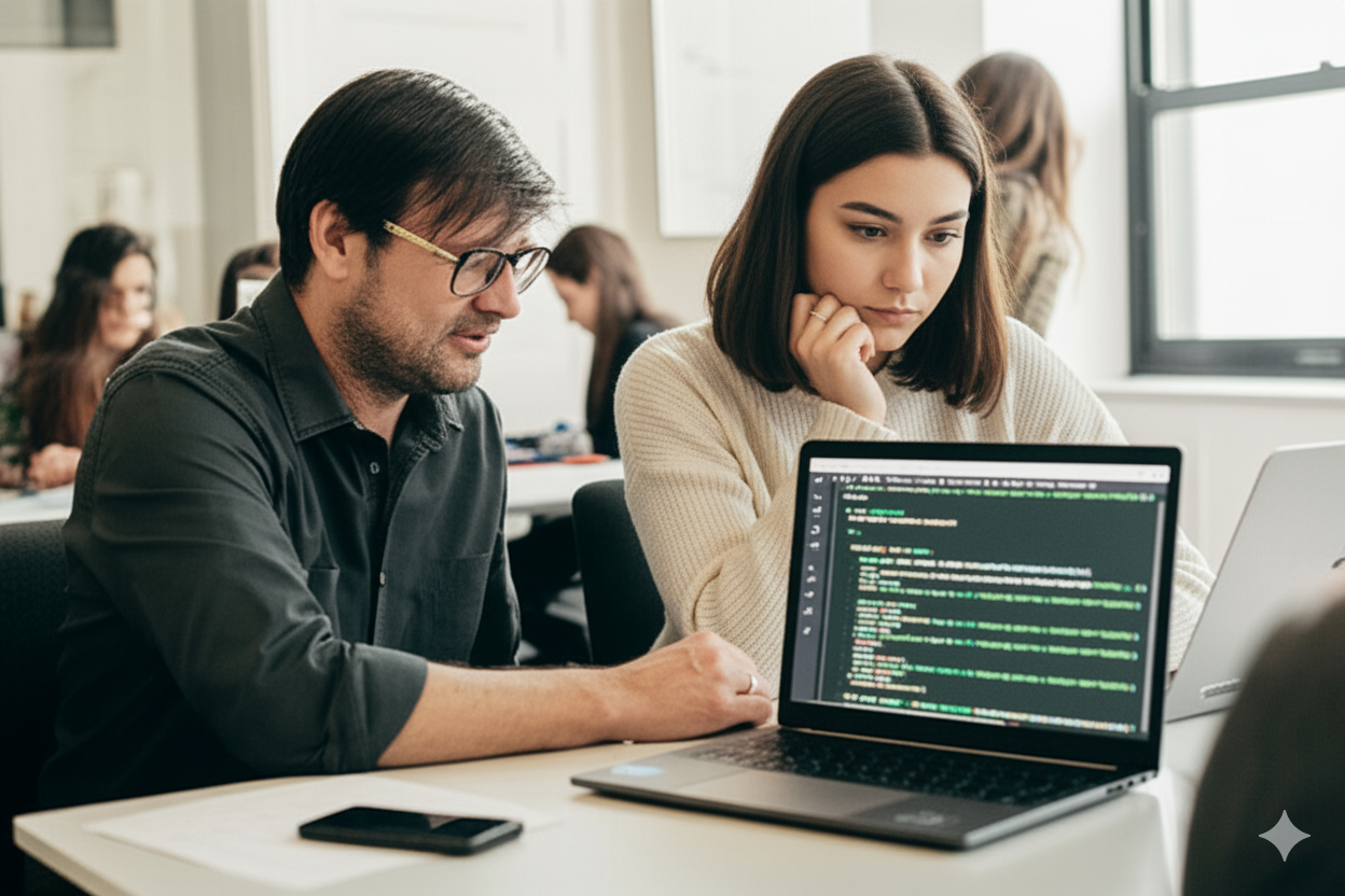 Mentor ghidând un student